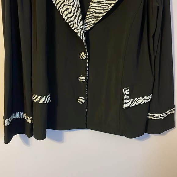 Artex Fashions Vintage Black Dilver Zebra Stripe Blazer Jacket size 2X - Picture 3 of 16